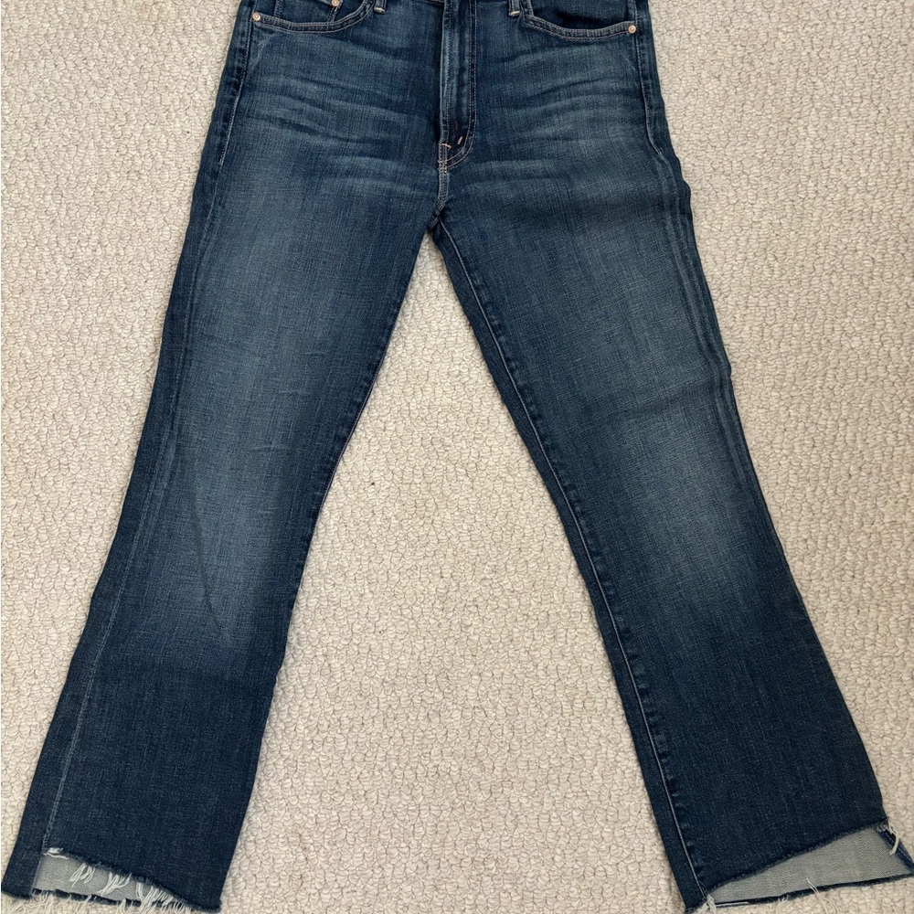 MOTHER Dark Blue Straight Crop Jeans